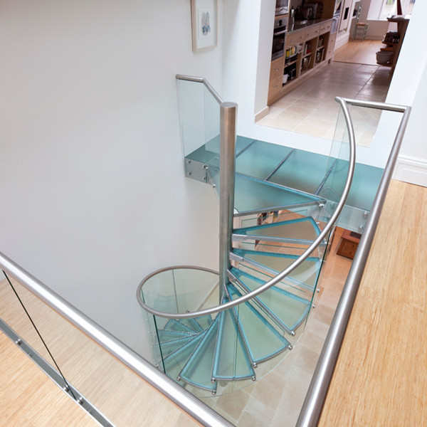 Stainless steel spiral stairs interior staircase with tread 