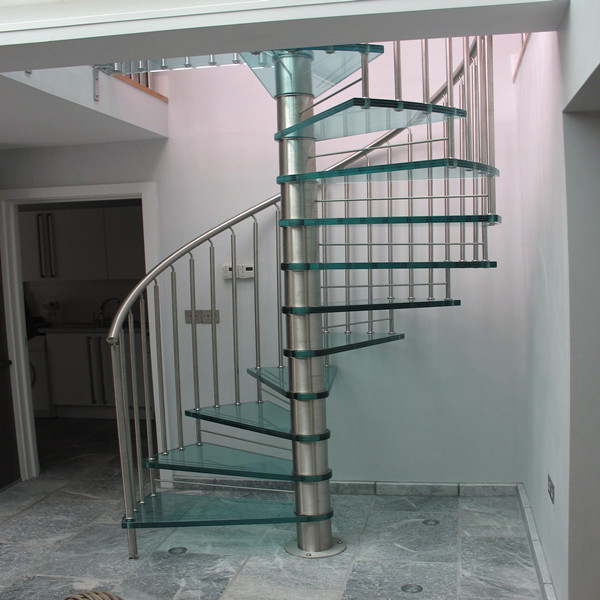 Stainless steel spiral wood stairs 