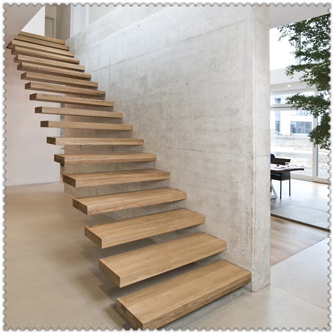 Modern Wooden Staircase Floating Straight Stairs Customized Interior Staircase designs - 副本