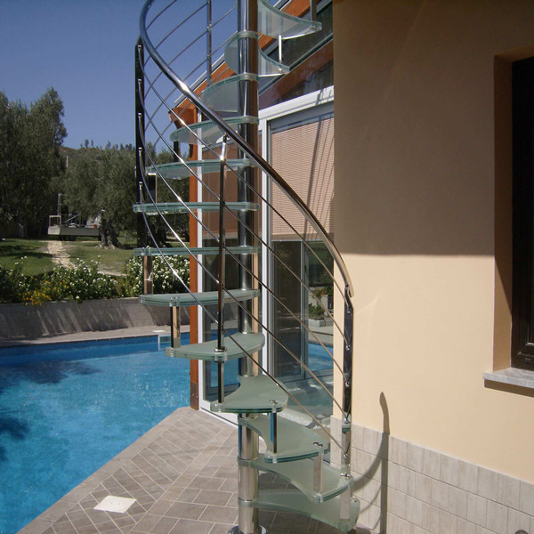 double layer glass steps stainless steel spiral staircase