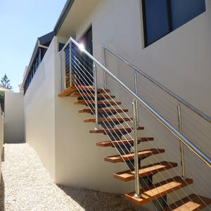 Modern Steel Wood Straight Staircase/Stairs with Customized Railing - 副本