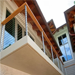 square wood handrail cable railing for balcony