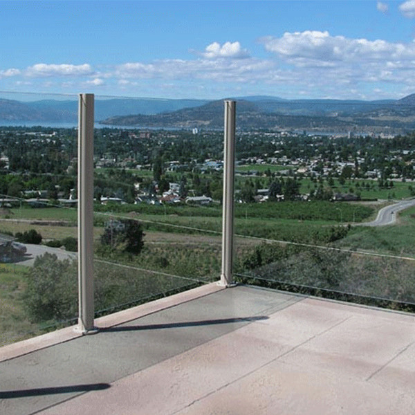 Topless glass railing for outside balcony