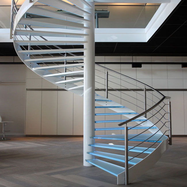 Modern Indoor Stainless Steel Glass Spiral Staircase