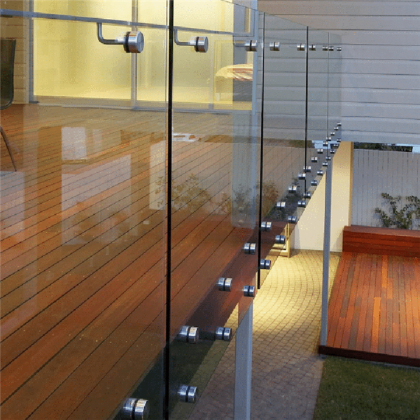 Frameless glass balustrade railing indoors curved white balustrade-JJ16