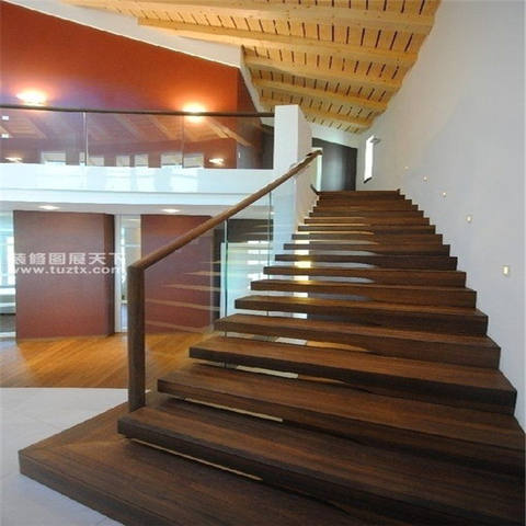 High quality indoor floating staircase solid wood designs