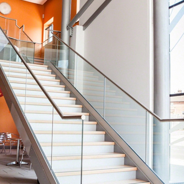 curved staircase railing u channel glass railing