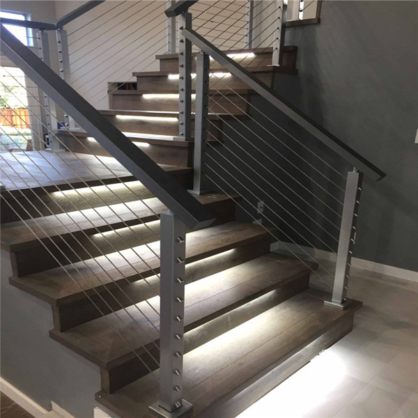 Black modern steel balustrade deck railings stainless steel cable railing