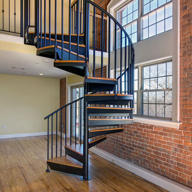 Prefinished Oak wood stair treads for Spiral Stair Staircase