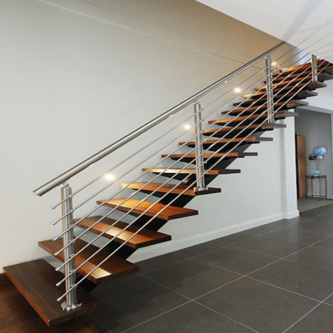 Modern Wooden Staircase Floating Straight Stairs Customized Interior Staircase designs