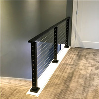 Square post staircase railing black post cable railing