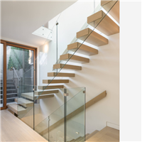 Luxury Indoor Straight Stair Floating Staircase Design