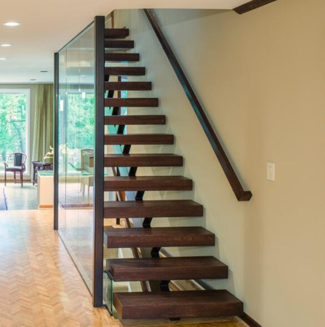 Inside stair Modern house residential steel stairs/ floating straight staircase