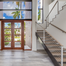 Custom China factory indoor double stringer steel wood straight staircase