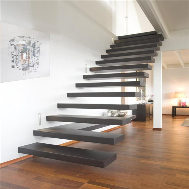 Wood floating stairs hidden stringer staircases design modern straight staircase