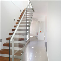 Floating Staircase with Timber Treads and Glass Railing