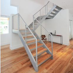 Custom Top selling Safety design double stringer solid wood straight staircase