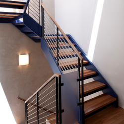 Custom Good quality wooden straight staircase with cable railing