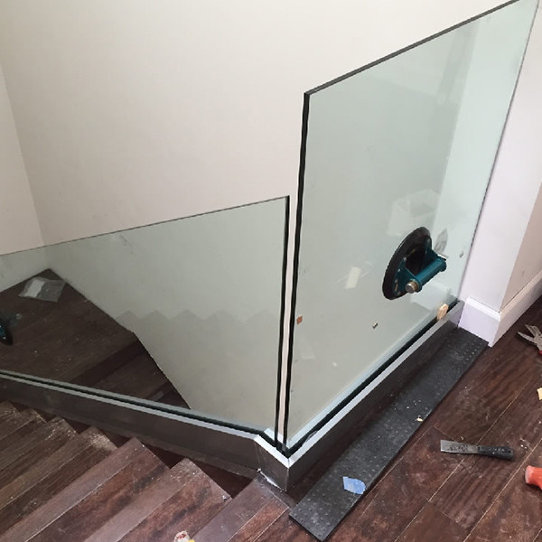 topless glass railing for existing staircase