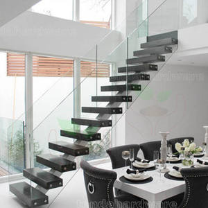 Floating straight stairs central spine stair middle stringer