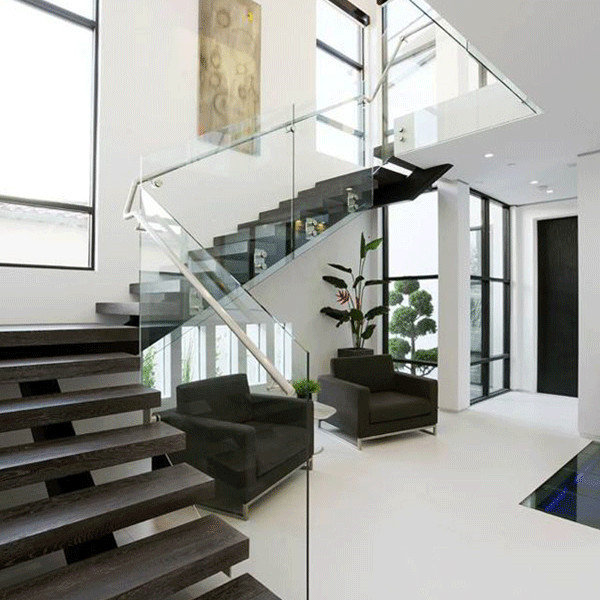 Modern toughened design indoor marble stair