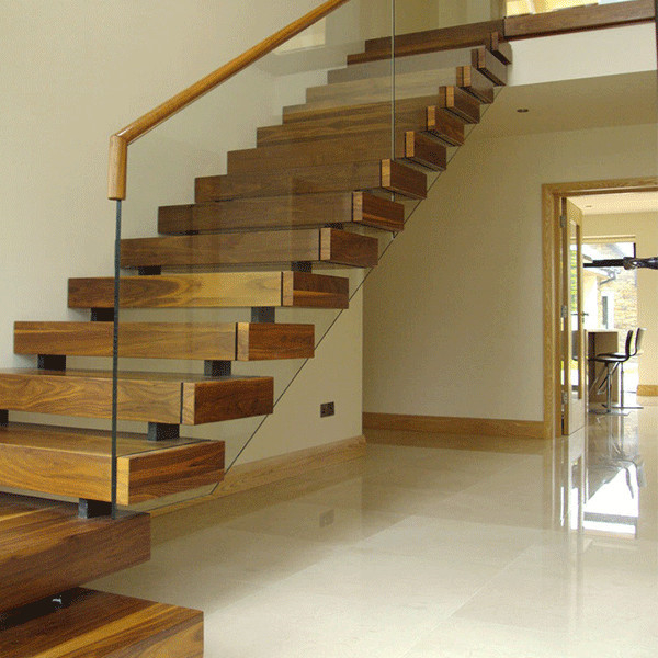 Solid Wood Tread Straight Staircase For Indoor House stair mats