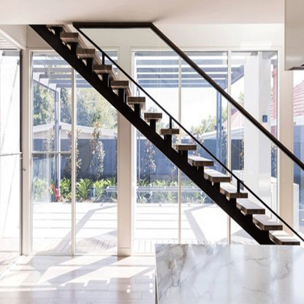 High quality,Glass-Wood Staircase stairs led