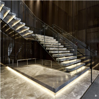 Modern prefabricated glass staircase floating stair design