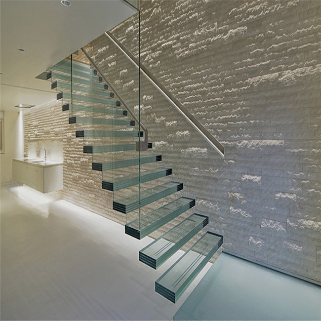 modern glass floating stairs / glass floating staircase / build wood floating staircase