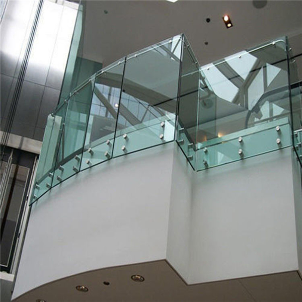 Steel standoff glass stair limstone balustrade-JJ143