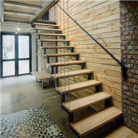 Modern design straight staircase with glass railing c03