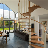 Interior saving space stair stainless steel spiral stair with glass balustrade