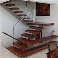 Modern design straight staircase with glass railing c04