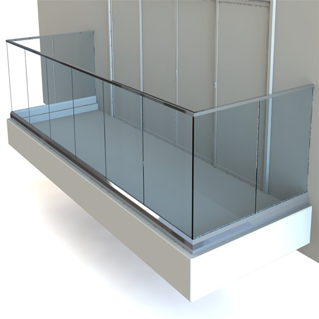 Frameless U channel tempered glass terrace railing PR-U073