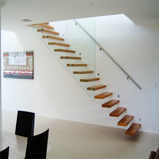 New arrival Indoor modern design steel wood prefabricated floating stairs