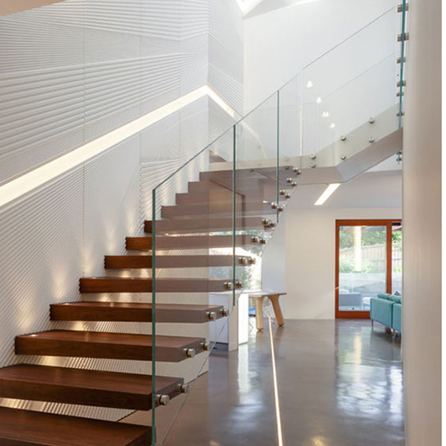 floating wood stair tread