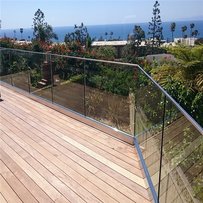 U channel aluminum frameless balustrade tempered glass PR-U076