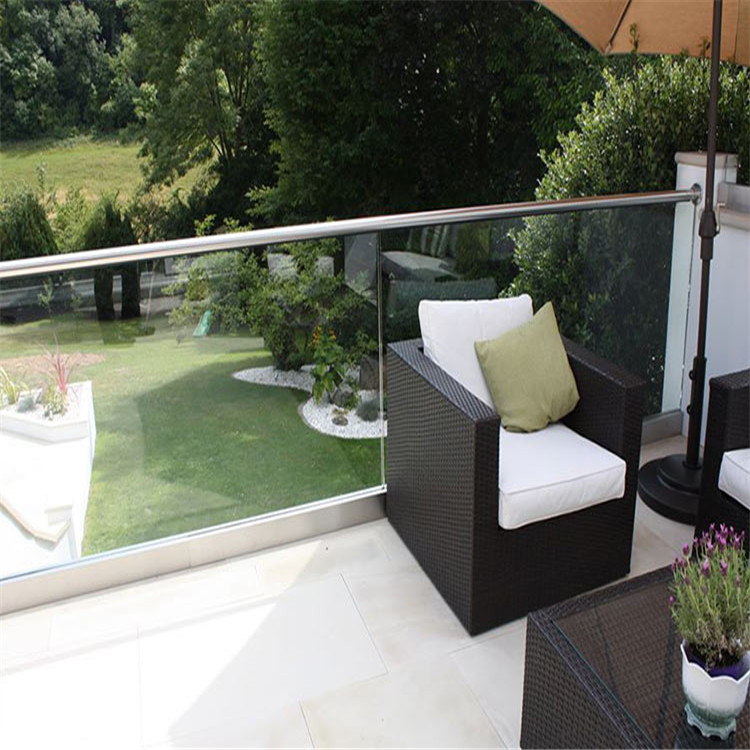 Frameless U channel glass railing systems for outdoor landing PR-U096