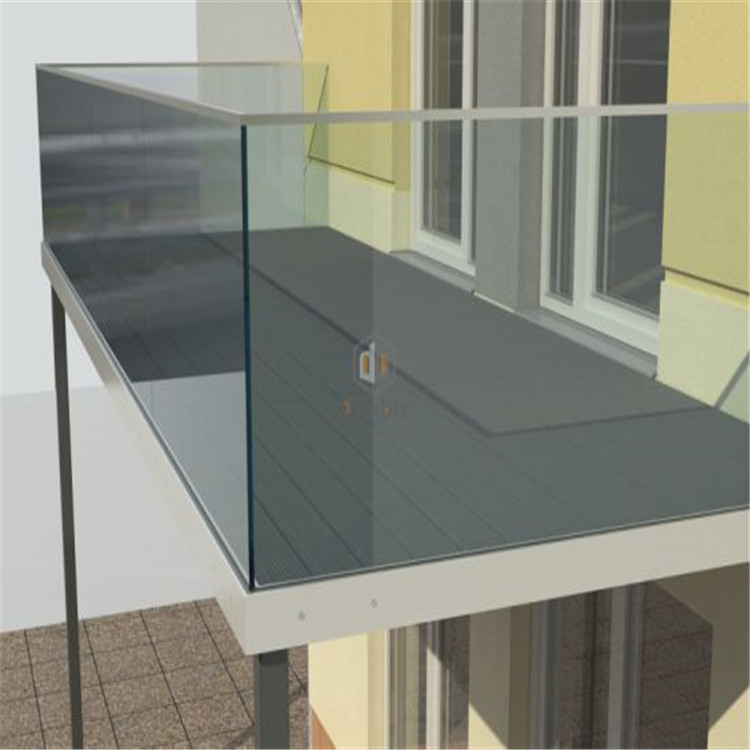 12mm tempered glass railing with top handrail PR-U104