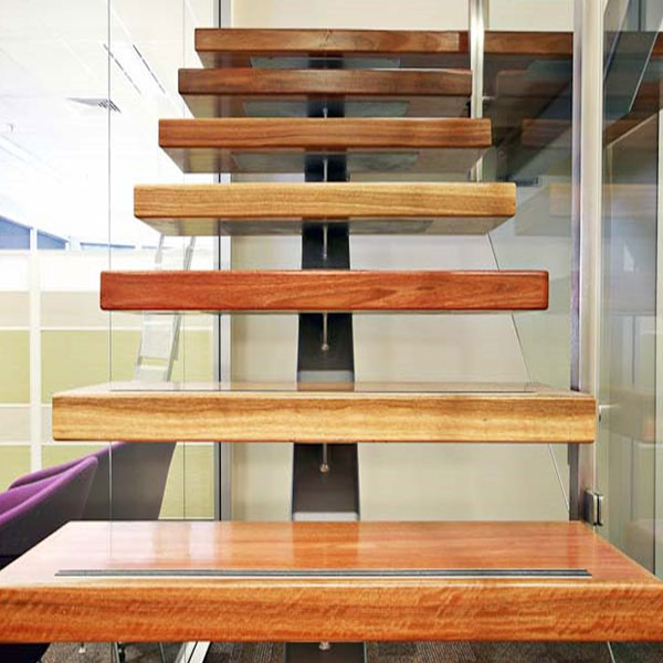 mono stringer wood staircase with steel stringer