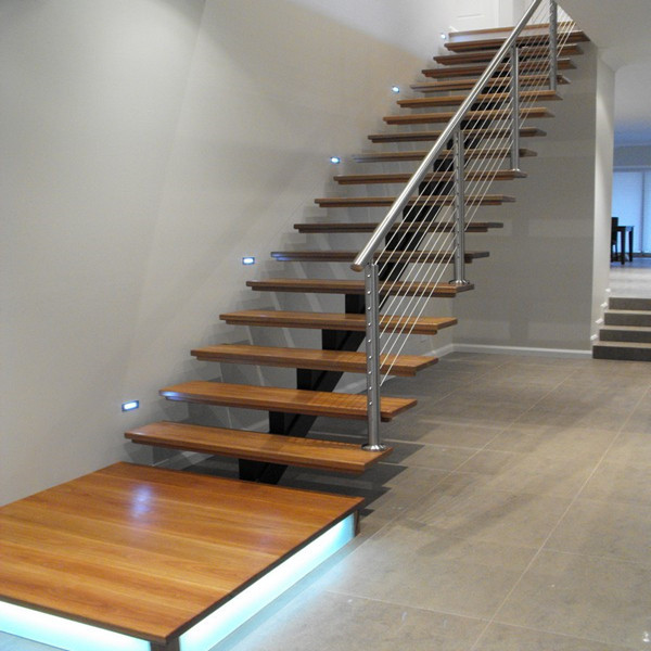 solid wood steps led light design for staircase