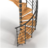 Wooden spiral staircase metal railing stair design