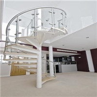 Anti-rust black metal spiral staircase with steel railing design