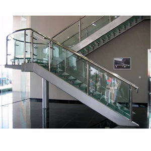 Indoor Modern L-shaped Straight Metal Glass Staircase