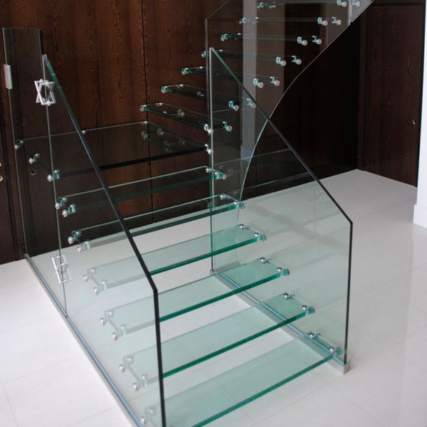 triple glass steps for modern glass staircase