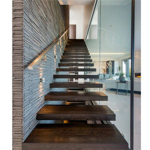 New design wooden tread residential steel stairs stainless steel