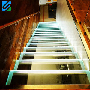 Hot sale modern indoor led straight glass staircase toughened