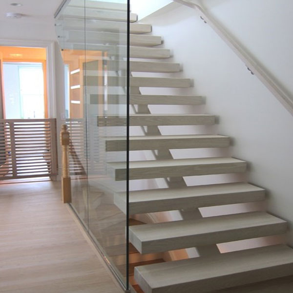 glass wall for modern steel wood staircase