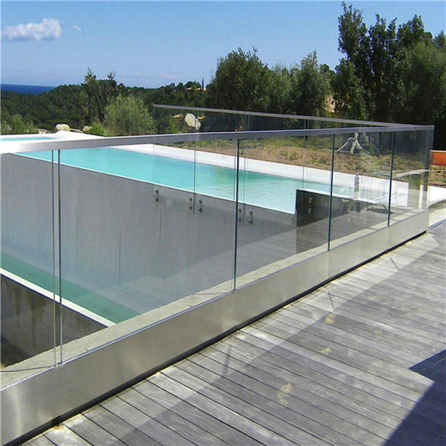 Villa house terrace LED U channel glass railing PR-U150