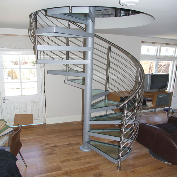 aluminum glass step spiral staircase